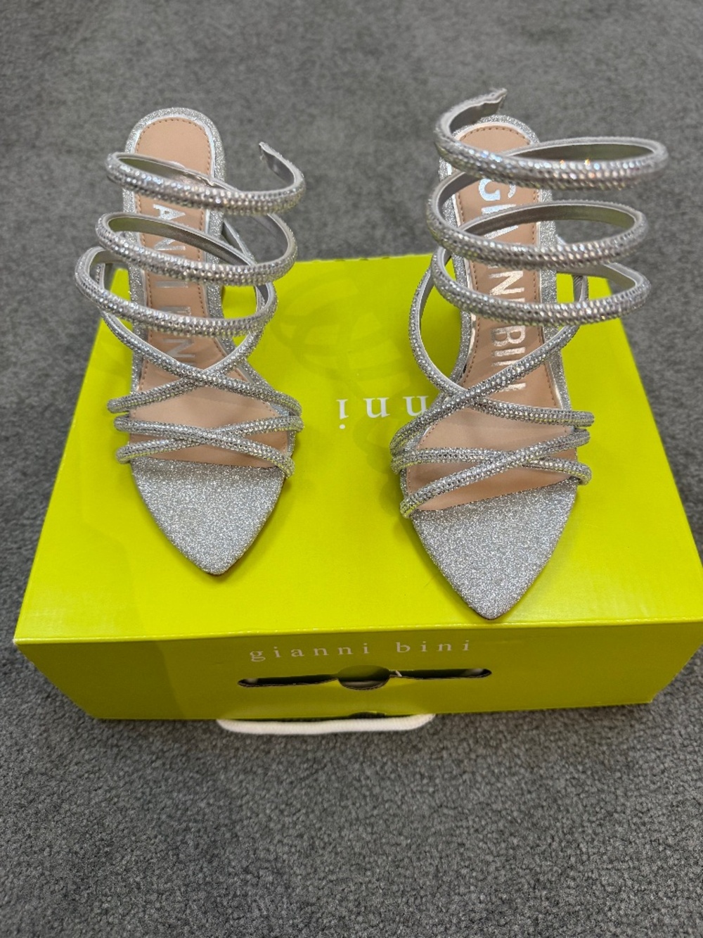 Gianni Bini, the Odellia Rhinestone Embellished Ankle Wrap Strappy Dress Sandals